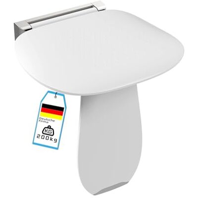 Heuffe Folding Shower Seat Wall Mounted with Support Leg 200kg Capacity Anti-Slip Shower Stool for Elderly & Disabled Adults (White) Heuffe Folding Shower Seat Wall Mounted with Support Leg 200kg Capacity Anti-Slip Shower Stool for Elderly & Disabled Adults (White)