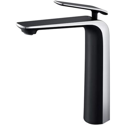 TOCALOCA Modern Brass Vessel Sink Faucet, Matte Black & Polished Chrome Finish, Single Handle, 1 Hole, Aerated Stream, 23.6 Inch Hose, Surface Mounted, Bathroom Use TOCALOCA Modern Brass Vessel Sink Faucet, Matte Black & Polished Chrome Finish, Single Handle, 1 Hole, Aerated Stream, 23.6 Inch Hose, Surface Mounted, Bathroom Use