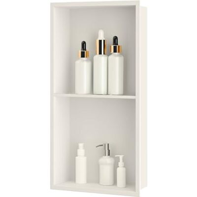 sunrik Shower Niche, Embedded Shower Niche Stainless Steel, Shower Niche with Shelf 30×60×10cm, Warm white sunrik Shower Niche, Embedded Shower Niche Stainless Steel, Shower Niche with Shelf 30×60×10cm, Warm white