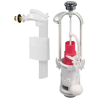 Wirquin 10724036 MVB Complete Toilet Flush Mechanism Dual Flush & Float Valve with Side Feed F90, Grey and Red Wirquin 10724036 MVB Complete Toilet Flush Mechanism Dual Flush & Float Valve with Side Feed F90, Grey and Red