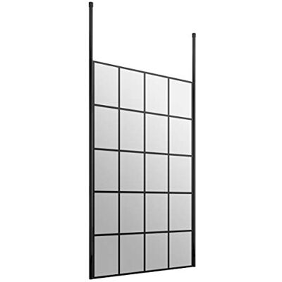 Hudson Reed BFCP10 Modern Bathroom Black Framed Free Standing Wetroom Screen with 2 Ceiling Posts, 1000mm, Hudson Reed BFCP10 Modern Bathroom Black Framed Free Standing Wetroom Screen with 2 Ceiling Posts, 1000mm,
