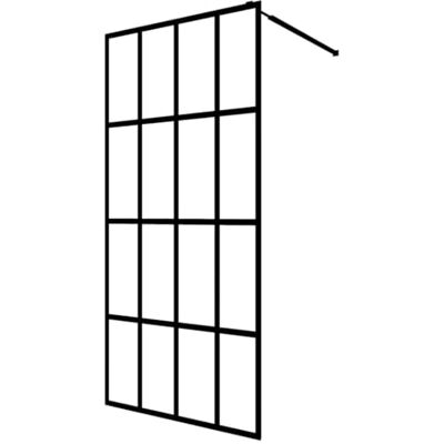 vidaXL Walk-in Shower Screen Frosted Tempered Glass, 100x195cm, Black Aluminium Profile, Adjustable Support Bar, Modern Bathroom Partition vidaXL Walk-in Shower Screen Frosted Tempered Glass, 100x195cm, Black Aluminium Profile, Adjustable Support Bar, Modern Bathroom Partition