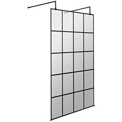 Hudson Reed BFAF12 Modern Bathroom Black Framed Free Standing Wetroom Screen, 1200mm, Black Hudson Reed BFAF12 Modern Bathroom Black Framed Free Standing Wetroom Screen, 1200mm, Black