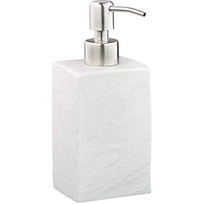 Relaxdays Soap Dispenser, 200 ml, Refillable, Bathroom, for Liquids & Lotions, Polyresin, Stainless Steel Pump, White Relaxdays Soap Dispenser, 200 ml, Refillable, Bathroom, for Liquids & Lotions, Polyresin, Stainless Steel Pump, White