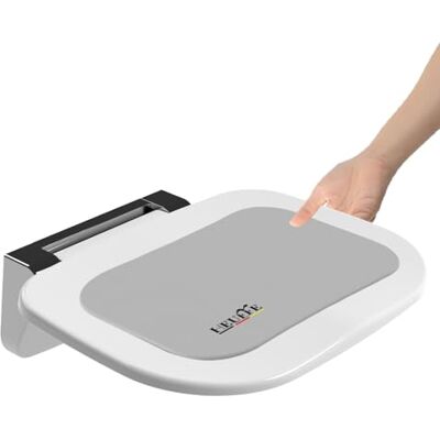 Heuffe Ultra-Thin Ergonomic Folding Shower Seat Wall Mounted 180kg Capacity Anti-Slip Bath Stool for Elderly & Disabled Adults, White Heuffe Ultra-Thin Ergonomic Folding Shower Seat Wall Mounted 180kg Capacity Anti-Slip Bath Stool for Elderly & Disabled Adults, White