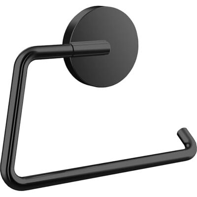 Emco Round Paper Holder without Lid, Elegant Toilet Paper Holder for Screwing or Gluing, Made of Metal, Toilet Roll Holder, Matt Black Emco Round Paper Holder without Lid, Elegant Toilet Paper Holder for Screwing or Gluing, Made of Metal, Toilet Roll Holder, Matt Black