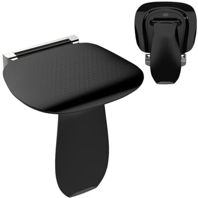 Heuffe Folding Shower Seat Wall Mounted with Support Leg 200kg Capacity Anti-Slip Shower Stool for Elderly & Disabled Adults, Black Heuffe Folding Shower Seat Wall Mounted with Support Leg 200kg Capacity Anti-Slip Shower Stool for Elderly & Disabled Adults, Black