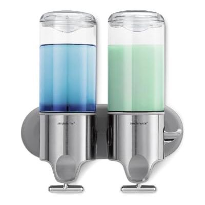 simplehuman 444ml Twin Wall Mounted Soap Dispenser Pump for Soap, Shampoo, Conditioner, Shower Gel, Suitable for Bathroom, Easy to Install, Rustproof, Brushed Stainless Steel, BT1028 simplehuman 444ml Twin Wall Mounted Soap Dispenser Pump for Soap, Shampoo, Conditioner, Shower Gel, Suitable for Bathroom, Easy to Install, Rustproof, Brushed Stainless Steel, BT1028