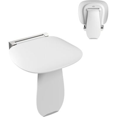 Heuffe Folding Shower Seat Wall Mounted with Support Leg 200kg Capacity Anti-Slip Shower Stool for Elderly & Disabled Adults, White Heuffe Folding Shower Seat Wall Mounted with Support Leg 200kg Capacity Anti-Slip Shower Stool for Elderly & Disabled Adults, White