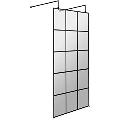 Hudson Reed BFAF090 Modern Bathroom Black Framed Free Standing Wetroom Screen, 900mm Hudson Reed BFAF090 Modern Bathroom Black Framed Free Standing Wetroom Screen, 900mm