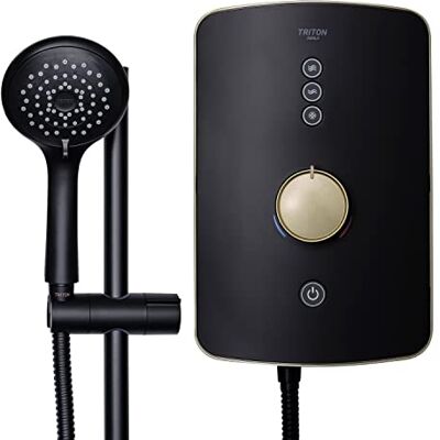 Triton Showers Amala Metallic Shower Electric 8.5 KW I Black I Brushed Brass I Electrical Showers with Showerhead and Anti Twist Hose Best Electric Shower Units for Bathrooms Triton Showers Amala Metallic Shower Electric 8.5 KW I Black I Brushed Brass I Electrical Showers with Showerhead and Anti Twist Hose Best Electric Shower Units for Bathrooms