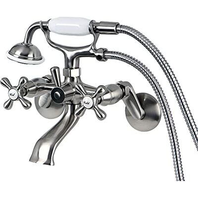 KS266SN Kingston Clawfoot Tub Faucet, Satin Nickel, 6-Inch Adjustable Center KS266SN Kingston Clawfoot Tub Faucet, Satin Nickel, 6-Inch Adjustable Center
