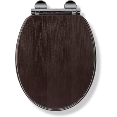 Croydex Montoro Flexi-Fix Soft Close Toilet Seat Quick Release Button for Easy Cleaning and Adjustable Hinges with Top and Bottom Fixings, Antibacterial Wooden Surface (Walnut Effect) Croydex Montoro Flexi-Fix Soft Close Toilet Seat Quick Release Button for Easy Cleaning and Adjustable Hinges with Top and Bottom Fixings, Antibacterial Wooden Surface (Walnut Effect)