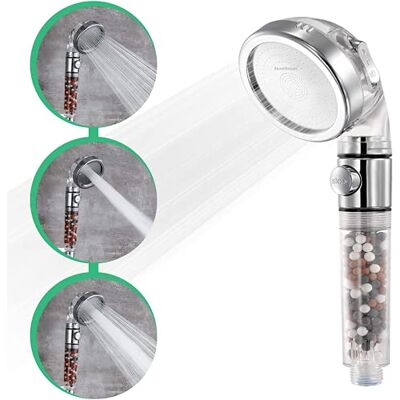 StoneStream Shower Head High Pressure by ® Original Filter Shower Head for Hard Water with 3 Spray Settings — with EcoStop Button (ON/Off) for Non-Electric Showers Only StoneStream Shower Head High Pressure by ® Original Filter Shower Head for Hard Water with 3 Spray Settings — with EcoStop Button (ON/Off) for Non-Electric Showers Only