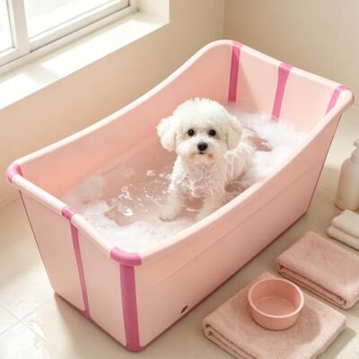 GmpTzitzith Freestanding Hot Soaking Bathtub, Portable Collapsible Bathtub, Folds Flat for Compact Storage, Ideal for Apartments, Small Bathrooms, Travel Pink-Basic GmpTzitzith Freestanding Hot Soaking Bathtub, Portable Collapsible Bathtub, Folds Flat for Compact Storage, Ideal for Apartments, Small Bathrooms, Travel Pink-Basic