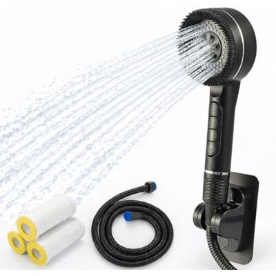 evergoods Shower Riser Kit – Adjustable Slide Bar, Handheld Shower Head, 170CM Hose, Soap Dish, and Shower Head Holder – Perfect for Bathroom Upgrades (Black, High-Pressure Shower Head) evergoods Shower Riser Kit – Adjustable Slide Bar, Handheld Shower Head, 170CM Hose, Soap Dish, and Shower Head Holder – Perfect for Bathroom Upgrades (Black, High-Pressure Shower Head)
