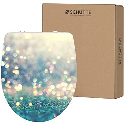 Schütte Magic Light Toilet Seat with Soft-Close Mechanism, Toilet Lid with Motif and Quick Release for Cleaning, Duroplast Toilet Lid (Max. Load of The Toilet Seat 150 kg), Glitter Schütte Magic Light Toilet Seat with Soft-Close Mechanism, Toilet Lid with Motif and Quick Release for Cleaning, Duroplast Toilet Lid (Max. Load of The Toilet Seat 150 kg), Glitter
