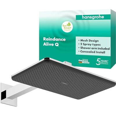 Hansgrohe 24551000 Raindance Alive Q Overhead 210/340 2jet EcoSmart with Shower arm, Chrome, 1 wassersparende Strahlart 6,6 l/min Hansgrohe 24551000 Raindance Alive Q Overhead 210/340 2jet EcoSmart with Shower arm, Chrome, 1 wassersparende Strahlart 6,6 l/min