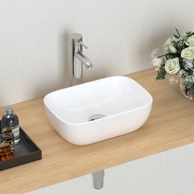 J-FAMILY Modern Bathroom Small Vessel Sink Above Counter Compact Porcelain Ceramic Wash Basin Small Vanity Sink Lavatory Wash Hand Basin,365 x 250 x 115mm J-FAMILY Modern Bathroom Small Vessel Sink Above Counter Compact Porcelain Ceramic Wash Basin Small Vanity Sink Lavatory Wash Hand Basin,365 x 250 x 115mm