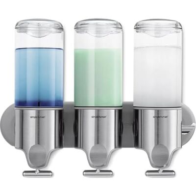 simplehuman BT1029 444ml Triple Wall Mounted Soap Dispenser Pump for Soap, Shampoo, Conditioner, Shower Gel, Suitable for Bathroom, Easy to Install, Rustproof, Brushed Stainless Steel simplehuman BT1029 444ml Triple Wall Mounted Soap Dispenser Pump for Soap, Shampoo, Conditioner, Shower Gel, Suitable for Bathroom, Easy to Install, Rustproof, Brushed Stainless Steel