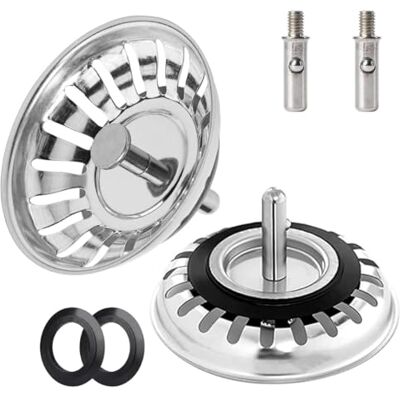 tifanso 2PC Kitchen Sink Strainer 78mm Plug Stainless Steel, Durable & Thicken for Kitchen Sink, Replacement for Food/Hair Catcher Sink Accessories- UK Sinks Hole Diameter (Silver-2, 78mm) tifanso 2PC Kitchen Sink Strainer 78mm Plug Stainless Steel, Durable & Thicken for Kitchen Sink, Replacement for Food/Hair Catcher Sink Accessories- UK Sinks Hole Diameter (Silver-2, 78mm)