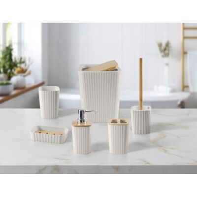 GC GAVENO CAVAILIA Bathroom Accessories Sets Complete 12-Piece Lid Rubbish Bin Lotion Soap Dispenser Holder Toothbrush Holder Divider Cup Soap Dish Toilet Brush Ribbed Storage Organizer, Silver GC GAVENO CAVAILIA Bathroom Accessories Sets Complete 12-Piece Lid Rubbish Bin Lotion Soap Dispenser Holder Toothbrush Holder Divider Cup Soap Dish Toilet Brush Ribbed Storage Organizer, Silver