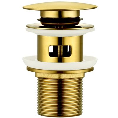 Peppermint Basin Waste Slotted Bathroom Pop Up Sink Waste, Brushed Gold Click Clack Waste Plug with Overflow for Bathroom Basin, Vessel Sinks Peppermint Basin Waste Slotted Bathroom Pop Up Sink Waste, Brushed Gold Click Clack Waste Plug with Overflow for Bathroom Basin, Vessel Sinks