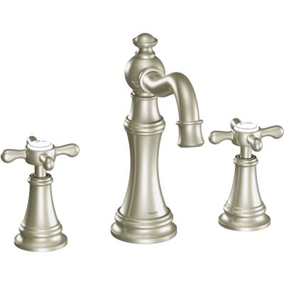 Moen TS42114BN Weymouth Two-Handle Widespread Cross Handle Bathroom Faucet Trim Kit, Valve Required, Brushed Nickel Moen TS42114BN Weymouth Two-Handle Widespread Cross Handle Bathroom Faucet Trim Kit, Valve Required, Brushed Nickel