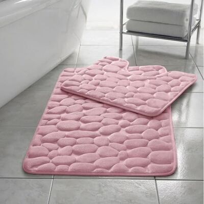 Kampala Hill - Pebbles - Pink - Memory Foam - Bath Mat Set Kampala Hill - Pebbles - Pink - Memory Foam - Bath Mat Set