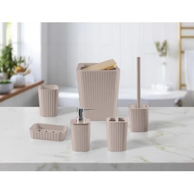 GC GAVENO CAVAILIA Bathroom Accessories Sets Complete 12-Piece Lid Rubbish Bin Lotion Soap Dispenser Holder Toothbrush Holder Divider Cup Soap Dish Toilet Brush Ribbed Storage Organizer, Natural GC GAVENO CAVAILIA Bathroom Accessories Sets Complete 12-Piece Lid Rubbish Bin Lotion Soap Dispenser Holder Toothbrush Holder Divider Cup Soap Dish Toilet Brush Ribbed Storage Organizer, Natural