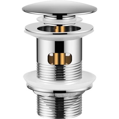Peppermint Pop Up Sink Waste Slotted Click Clack Waste Plug with Overflow for Bathroom Basins, Vessel Sinks, Chrome Bathroom Basin Waste Peppermint Pop Up Sink Waste Slotted Click Clack Waste Plug with Overflow for Bathroom Basins, Vessel Sinks, Chrome Bathroom Basin Waste