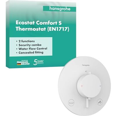 Hansgrohe Ecostat Comfort S Thermostat - White Matte - Shower & Bath Hansgrohe Ecostat Comfort S Thermostat - White Matte - Shower & Bath