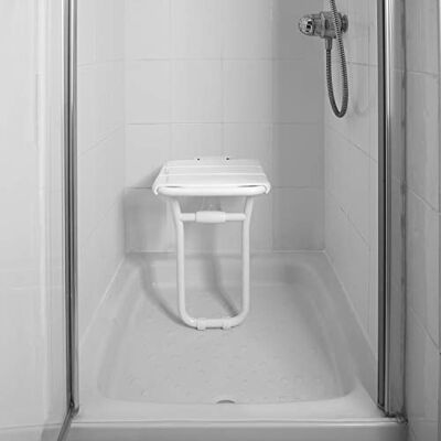 The Helping Hand Company Helping Hand Company Kingfisher Wall Mounted Folding Shower Seat. Folding with Drop Down Legs for Elderly or Disabled. White Plastic Coated Steel. 100kg (15st 7lbs) Weight Limit The Helping Hand Company Helping Hand Company Kingfisher Wall Mounted Folding Shower Seat. Folding with Drop Down Legs for Elderly or Disabled. White Plastic Coated Steel. 100kg (15st 7lbs) Weight Limit