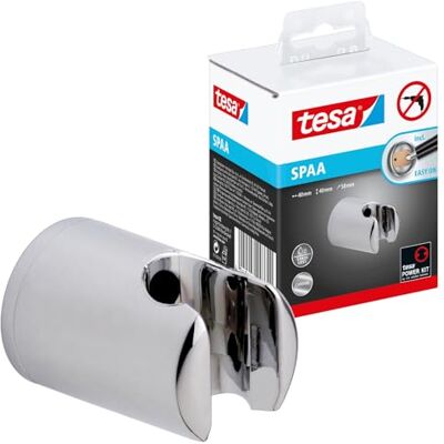 tesa UK Spaa shower head holder, chromed plastic, self-adhesive, adhesive mounting technology, Clear, 6.5 x 7 x 8.5 cm, (40343-00000-00) tesa UK Spaa shower head holder, chromed plastic, self-adhesive, adhesive mounting technology, Clear, 6.5 x 7 x 8.5 cm, (40343-00000-00)