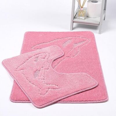 Kampala Hill - Dolphin Bath Mat 2pc - Pink - Bath Mat Set Kampala Hill - Dolphin Bath Mat 2pc - Pink - Bath Mat Set