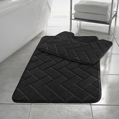 Kampala Hill - Black 1 - Black - Memory Foam - Bath Mat Set Kampala Hill - Black 1 - Black - Memory Foam - Bath Mat Set