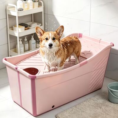 GmpTzitzith Freestanding Hot Soaking Bathtub, Portable Collapsible Bathtub, Folds Flat for Compact Storage, Ideal for Apartments, Small Bathrooms, Travel Pink-Upgraded GmpTzitzith Freestanding Hot Soaking Bathtub, Portable Collapsible Bathtub, Folds Flat for Compact Storage, Ideal for Apartments, Small Bathrooms, Travel Pink-Upgraded
