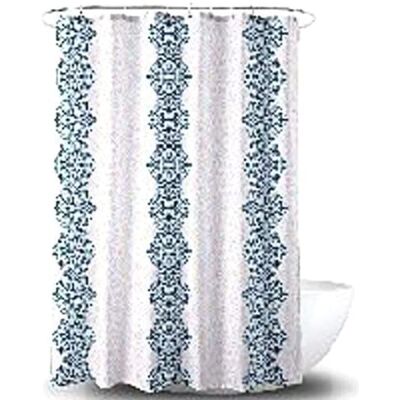 BUYELEGANT White Blue Oxford Shower Curtain - Shower Curtain BUYELEGANT White Blue Oxford Shower Curtain - Shower Curtain