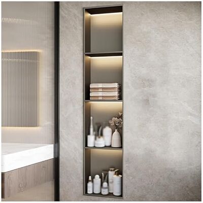 ZCFLWR Stainless Steel Wall Niche, Recessed Shower Niche Cubby With Led Light, Waterproof Organizer Shelf For Bathroom Storage Over, No Tile Needed(Gray,120x28x12.5cm) ZCFLWR Stainless Steel Wall Niche, Recessed Shower Niche Cubby With Led Light, Waterproof Organizer Shelf For Bathroom Storage Over, No Tile Needed(Gray,120x28x12.5cm)