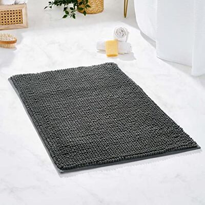 Brentfords Noodle Grey Bath Mat Non-Slip Chenille Bathroom Shower Rug Highly Absorbent Shaggy Washable, Charcoal Grey 45 x 75cm Brentfords Noodle Grey Bath Mat Non-Slip Chenille Bathroom Shower Rug Highly Absorbent Shaggy Washable, Charcoal Grey 45 x 75cm