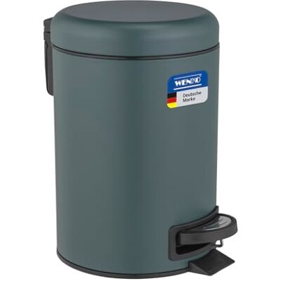 WENKO Leman pedal bin, 3 liters, with removable insert, painted steel, 17 x 25 x 22.5 cm, dark green WENKO Leman pedal bin, 3 liters, with removable insert, painted steel, 17 x 25 x 22.5 cm, dark green