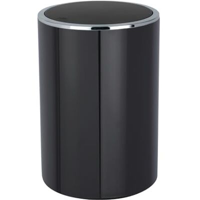 WENKO " Inca Swing Cover Bin, ABS, Black/Chrome, 18.5 x 18.5 x 25.5 cm WENKO " Inca Swing Cover Bin, ABS, Black/Chrome, 18.5 x 18.5 x 25.5 cm