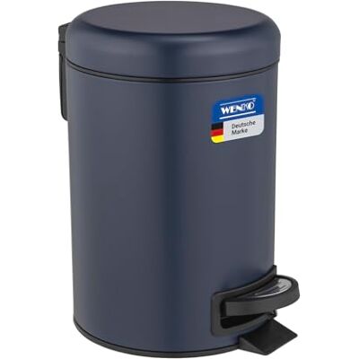 WENKO Leman pedal bin, 3 liters, with removable insert, made of painted steel, 17 x 25 x 22.5 cm, dark blue matt WENKO Leman pedal bin, 3 liters, with removable insert, made of painted steel, 17 x 25 x 22.5 cm, dark blue matt