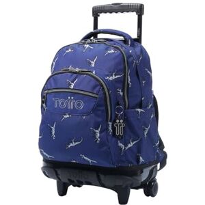 Totto T-Rex Wheeled School Backpack Blue Unisex-Adult Blue 60 Totto T-Rex Wheeled School Backpack Blue Unisex-Adult Blue 60