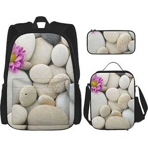 JABNOW Stones with Pink Printed Backpack Set, Backpack Combination with Lunch Bag Pencil Bag for Picnics, Outings(Unisex) JABNOW Stones with Pink Printed Backpack Set, Backpack Combination with Lunch Bag Pencil Bag for Picnics, Outings(Unisex)