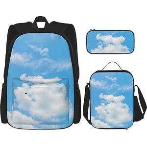 JABNOW Clear Blue Sky Printed Backpack Set, Backpack Combination with Lunch Bag Pencil Bag for Picnics, Outings(Unisex) JABNOW Clear Blue Sky Printed Backpack Set, Backpack Combination with Lunch Bag Pencil Bag for Picnics, Outings(Unisex)