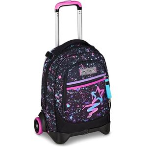 Seven New Tech School Trolley Black, 3 in 1, Triple Use, Backpack with Detachable Trolley and Crossover System, Travel, Girl, Black, Taglia unica, modern Seven New Tech School Trolley Black, 3 in 1, Triple Use, Backpack with Detachable Trolley and Crossover System, Travel, Girl, Black, Taglia unica, modern