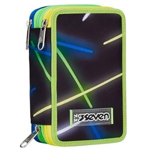 Seven Pencil Case for School with 3 Compartments, Blue, Light Route, Triple Compartment with Pens, Pencils, Colours, Accessories, Backpack, Elementary, Medium, Top, Kids Boys, Black, Taglia, Black Seven Pencil Case for School with 3 Compartments, Blue, Light Route, Triple Compartment with Pens, Pencils, Colours, Accessories, Backpack, Elementary, Medium, Top, Kids Boys, Black, Taglia, Black