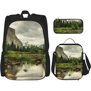 JABNOW Park Scenery Printed Backpack Set, Backpack Combination with Lunch Bag Pencil Bag for Picnics, Outings(Unisex) JABNOW Park Scenery Printed Backpack Set, Backpack Combination with Lunch Bag Pencil Bag for Picnics, Outings(Unisex)