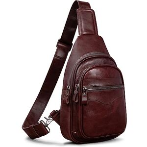 CENUNCO Genuine Leather Sling Bag for Men and Women Crossbody Shoulder Bag Sling Backpack Chest Purse Carry on Casual Daypack, Dark Brown, M CENUNCO Genuine Leather Sling Bag for Men and Women Crossbody Shoulder Bag Sling Backpack Chest Purse Carry on Casual Daypack, Dark Brown, M